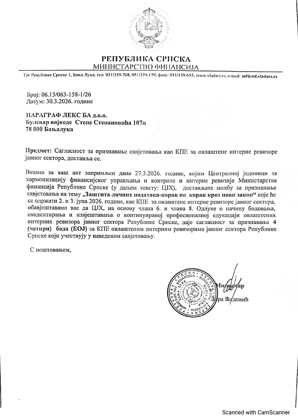 Saglasnost - 4 boda CJH MF RS